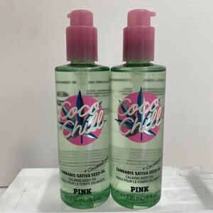 2 New Victoria's Secret PINK Coco Chill Calming body oil.